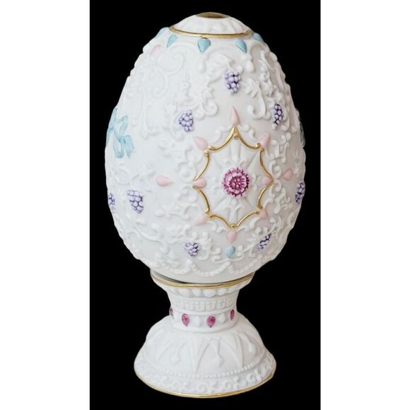 Vintage Lenox The Chrysanthemum Blossom Egg On Pedestal 1993 Original Box Easter - Picture 5 of 14